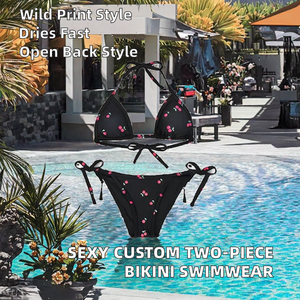 Ensemble de bikini deux pièces sexy pour femmes, imprimé animal, grande taille, tissu en spandex/nylon, séchage rapide, propriétés antibactériennes - Product Image 2