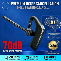 Écouteur sans fil étanche DNN AI à réduction de bruit profonde, connexion longue portée, casque mains libres pour centres d'appels, service client