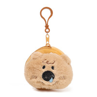 Adorable porte-monnaie en peluche douce en forme d'ours de dessin animé avec sac pour écouteurs et porte-clés lumineux pour le rangement de cosmétiques pour les couples
