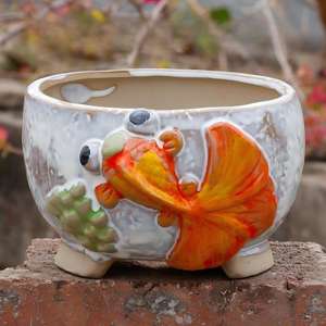 MSH Nouveauté <span class=keywords><strong>Pot</strong></span> <span class=keywords><strong>de</strong></span> fleurs succulentes peint à la main en forme <span class=keywords><strong>de</strong></span> poisson rouge <span class=keywords><strong>Décoration</strong></span> pour <span class=keywords><strong>maternelle</strong></span> - Product Image 2