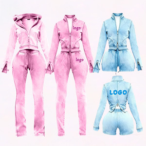 <span class=keywords><strong>Ensemble</strong></span> de survêtement personnalisé en molleton avec capuche zippée et trous pour les pouces, pour <span class=keywords><strong>femme</strong></span>, de haute qualité, deux pièces, <span class=keywords><strong>hiver</strong></span>, ajustable, avec fermeture éclair - Product Image 1