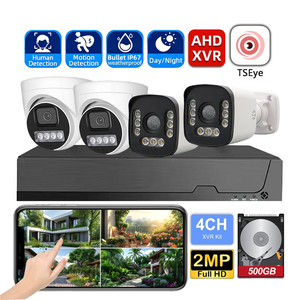 Kit de Cámara de Seguridad TSEye 4CH 2MP Full HD Dome Bullet AHD XVR, Sistema de Vigilancia CCTV con Disco Duro de 500GB, Visión Nocturna a Todo Color - Product Image 1