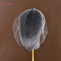 YouLaPan Bandeau de mariée élégant et minimaliste pour femme, style cage à oiseaux, avec strass, pour masque facial et voile, fiançailles VA06