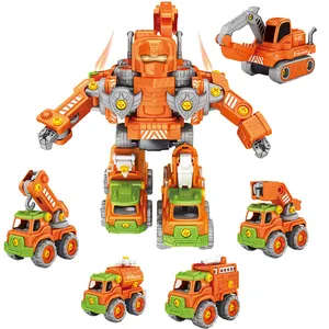 2024 produto de venda quente 5 em 1 DIY transformar deformação robô carro brinquedo blocos de construção conjuntos para crianças juguetes para los ninos