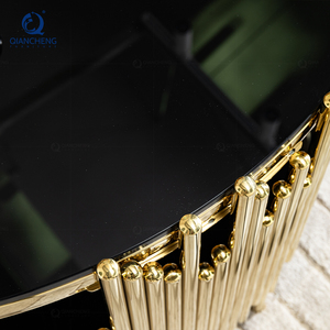 Hiện Đại Sang Trọng Vàng 2 Lớp Đen Tempered Glass Top Round Bàn Cà Phê - Product Image 4