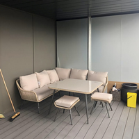 Chaise de canapé de jardin en forme de L en rotin imperméable en aluminium pour balcon et patio pour la vente en gros