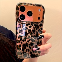 Coque de téléphone portable à imprimé léopard marron pour iPhone 16 15 Plus 17 18 Pro Max, coque antichoc à motif vortex, protection arrière INS