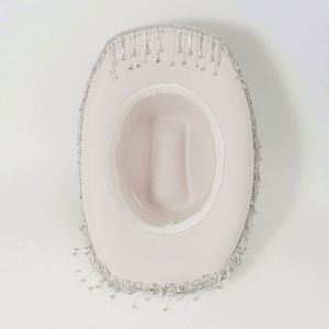 Luxury <b>Wedding</b> Mardi Gras Party Western Jazz Bowler Cowboy <b>Hat</b> with Rhinestone Tassel <b>for</b> Travel Outdoor Use - Product Image 4