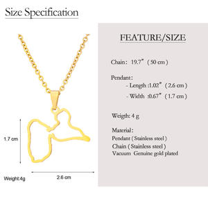 Pendentifs Carte de la <span class=keywords><strong>Guadeloupe</strong></span> Tendance Colliers en Acier Inoxydable Pendentif Carte et Drapeau de la <span class=keywords><strong>Guadeloupe</strong></span> - Product Image 4