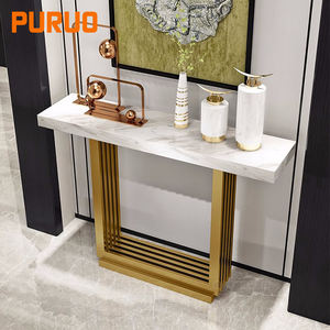 Consolle in acciaio inossidabile in stile <span class=keywords><strong>barocco</strong></span> <span class=keywords><strong>tavolo</strong></span> quadrato dorato mobili lunghi per soggiorno - Product Image 1