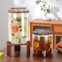 Distributeur de boissons en verre borosilicate avec couvercle en bois, robinet et support, grande capacité, pour infusion de fruits
