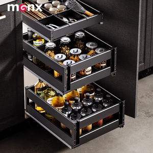 ארונות מטבח לתיבול ותיבול עם מגירות דו-שכבתיות מובנות, מדפי אחסון וסלסלות מסגסוגת אלומיניום - Product Image 5