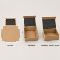 Boîte cadeau écologique en kraft naturel, impression personnalisée, pliable, style livre, fermeture magnétique rigide, vente en gros, directement de l'usine, emballage plat