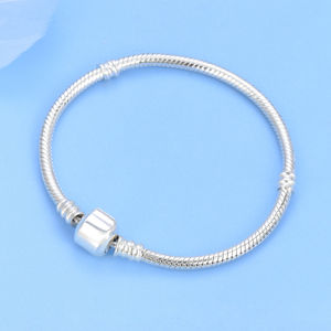 High Quality S925 Sterling Silver Zircon Rhodium Plated Trendy Classic Snake Bone <b>Charm</b> Beaded Women's Bracelet Engagement Gift - Product Image 4