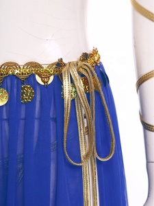 Traje de Danza del Vientre para Mujer, Top Corto y Falda con Braguitas Metálicas, para Cosplay, Fiestas, Espectáculos, Eventos Temáticos, Danza del Vientre - Product Image 5