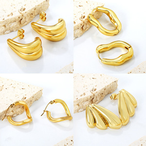 Pendientes geométricos de aleación de zinc con poste de acero inoxidable para mujer, joyería de moda. - Product Image 1