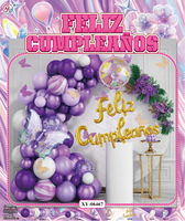 Papillon Thème Latex Couleur Ballon Ensembles Violet Rose Guirlande Arc Kit Espagnol Fête D'anniversaire Décorations Fournitures