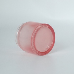 Nouveau pot en verre cosmétique à large ouverture de 50 ml (2 oz) de couleur rose givrée avec couvercle blanc - Product Image 6