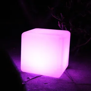 Led cube lighting seat rechargeable led cube 16 colors changing illuminated led chair and seating plastic stool Led cube chair