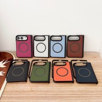 Coque arrière magnétique en PU effet denim tendance pour iPhone Duo, compatible avec la charge sans fil, antichoc, en cuir, pour iPhone 18 Duo