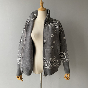 Jxwatcher 2026 Nuovo Cardigan alla Moda con Collo Alto e Zip, Manica Lunga, Motivo Jacquard, Maglione Autunnale da Donna - Product Image 4