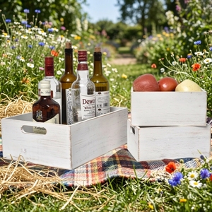 3er-Set Klassische Holzkisten mit Griffen Ineinander Stapelbare Aufbewahrungsboxen Dekorative Präsentationsbehälter Korb Schmuckkasten 5kg Kapazität - Product Image 5