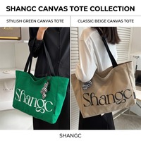 Nouvel Arrivage Sac Fourre-tout en Toile pour Femme Grande Capacité Sac à Bandoulière Imprimé Lettres Sac de Shopping Décontracté Vente en Gros OEM ODM