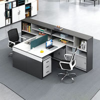 Table de travail modulaire en bois moderne de haute qualité en forme de L pour quatre personnes, extensible, avec cloison