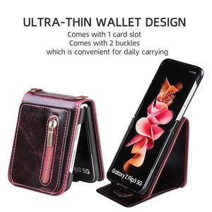 Pour <span class=keywords><strong>Samsung</strong></span> Portefeuille en cuir avec support Fonction Fente pour carte Fermeture éclair Téléphone étui pour <span class=keywords><strong>Samsung</strong></span> Galaxy Z <span class=keywords><strong>Flip3</strong></span> 4 - Product Image 2
