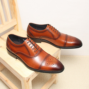 Zapatos de vestir formales de cuero genuino de alta calidad con exquisitos cordones artesanales Zapatos de hombre de cuero de alta calidad de estilo informal - Product Image 1