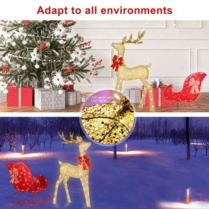 Lampe de Noël motif renne et traîneau blanc chaud, étanche, pour jardin, décorations et ornements lumineux pour arbre de Noël - Product Image 4