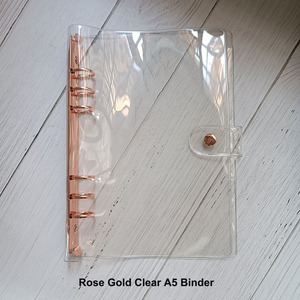 Quantité minimale de commande bas personnalisé transparent PVC or rose 6 anneaux budget livre manchon feuilles mobiles planificateur couverture clair A5 classeur - Product Image 2
