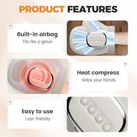 Masseur électrique pour les mains Phenitech avec chaleur et compression, masseur de type gant sans fil avec chaleur, 3 niveaux de pression pour soulager la douleur