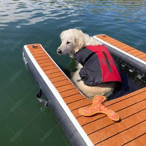 Dock tiup kain Pvc Anti licin Platform pijakan air anjing dapat diatur untuk Dock tangga anjing kolam renang untuk kolam, Dok, Danau
