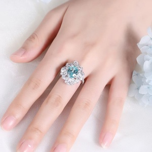 Anillo de Boda Personalizado de Oro Blanco de 14K/18K con Baño de Rodio y Gema de Paraiba de Corte Ovalado para Mujer, Joyería Fina - Product Image 3