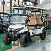 Voiturette de golf électrique 6 places, batterie lithium 72V, chariot de chasse tout-terrain avec pare-brise et phares LED, vente directe usine