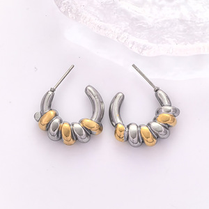 Pendientes de Gota de Agua Retorcidos de Acero de Titanio al por Mayor para <span class=keywords><strong>Mujer</strong></span>, Estilo Francés, Joyería de Moda Minimalista de Lujo - Product Image 4