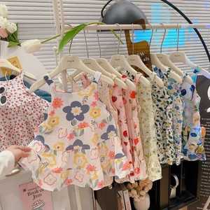 Nouvelle collection d'été, robe à bretelles spaghetti à col rond respirant, à fleurs, longueur genoux, jupe pour filles, bébé princesse, coupe évasée - Product Image 2