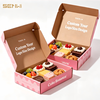 Boîte à pâtisserie rose recyclable avec laminage mat personnalisé, emballage de boulangerie en kraft, boîte pliable pour cupcakes, biscuits, mini-gâteaux, desserts, personnalisable