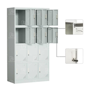 Tủ khóa thép hiện đại 12 cửa với khóa chìa khóa tủ khóa kim loại màu xám để sử dụng ngoài trời trong phòng tập thể dục văn phòng nhân viên/nhân viên lưu trữ - Product Image 2