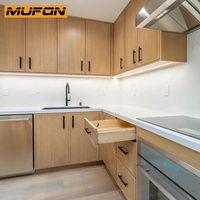 Meubles de cuisine sur mesure en chêne blanc américain, style Shaker fin, avec îlot central, placages en bois massif, conception 3D gratuite