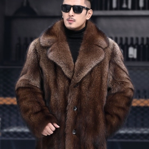معطف شتوي فاخر للرجال بأكمام طويلة وسميكة من الفرو الصناعي، معطف أنيق من الجلد الصناعي مقاوم للرياح للرجال بالجملة - Product Image 2