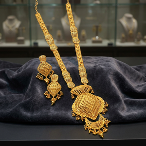 Wholesale Brass 14K 18K 24K Micron Gold Long Fashion Necklaces Traditional Design Necklaces Micron Gold Forming Long Jewelry Set - Product Image 5