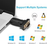 Adaptador USB 2,0 a RS232 Serial DB9 Compatible con Windows 11 10 8 7 Vista XP 2000 98 Linux Mac-Construido con FTDI para uso en computadoras portátiles