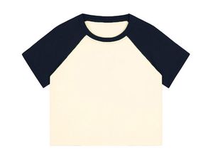 T-<span class=keywords><strong>shirt</strong></span> décontracté d'été pour <span class=keywords><strong>femme</strong></span> RUICHI en coton et élasthanne 220 GSM, <span class=keywords><strong>col</strong></span> <span class=keywords><strong>rond</strong></span>, manches raglan, coupe courte, vierge - Product Image 5
