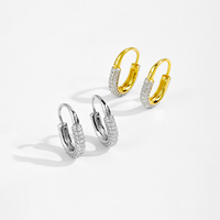 FUAMAY Dainty anting lingkaran Oval kecil 925, berlapis emas 18K hipoalergenik ringan S925 Pave Oval anting bulat