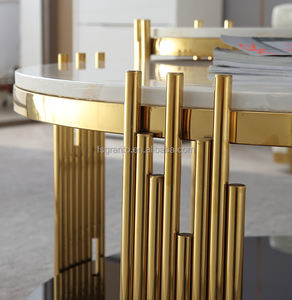 Mesas de centro modernas de lujo nórdicas redondas irregulares de <span class=keywords><strong>Metal</strong></span> pequeñas de centro movibles para sala de estar muebles de mesa de mármol - Product Image 5