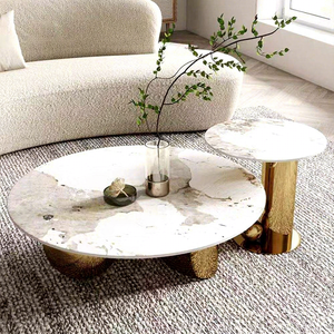 Table basse ronde moderne de luxe contemporaine avec pieds en acier inoxydable noir et plateau en verre trempé - Product Image 4