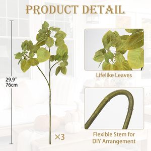 Hojas Artificiales de Seda al por Mayor, Plantas Verdes, Hortensias Ecológicas para Decoración Floral en Acción de Gracias, Navidad, Bodas y Hogar - Product Image 2