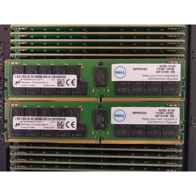 Tested Pulled SNPP2MYXC/64G  64GB 2RX4 DDR4-3200 RDIMM PC4-25600R Dual Rank X4 Replacement Server Memory